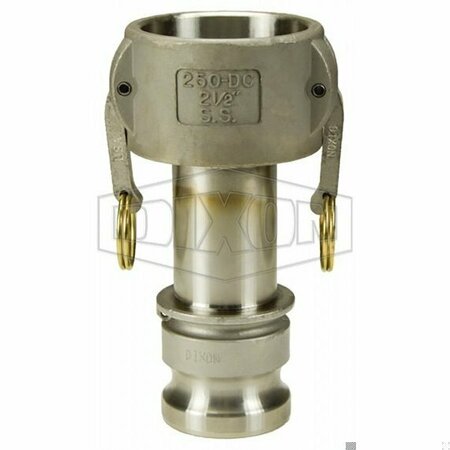 DIXON Type DA Cam and Groove Reducing Coupler, 2 x 2-1/2 in Nominal, Coupler x Adapter End Style, 316 SS 2520-DA-SS